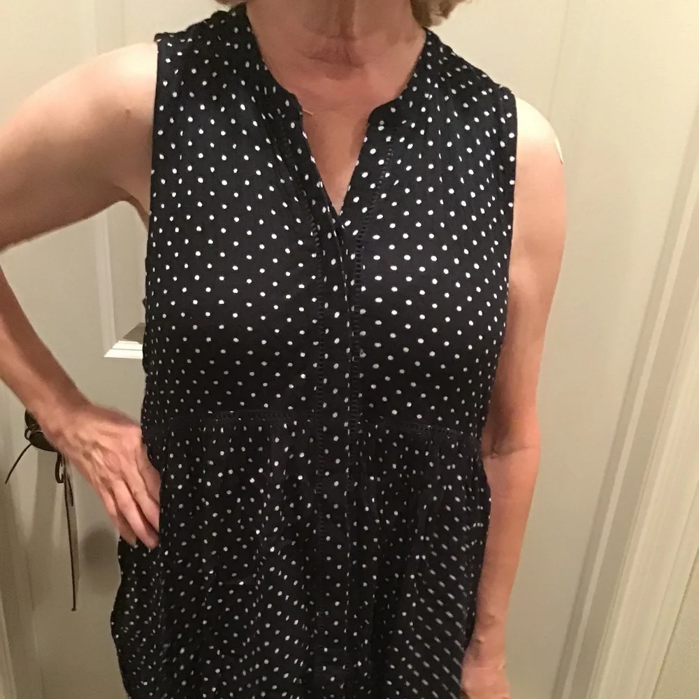Anthropologie Women’s Black Polka Dot Pattern Top - Picture 1 of 7